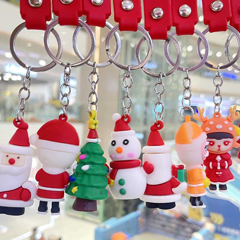 3D Stereoscopic Christmas Tree/Snowman/Reindeer Doll/Green Gift Box Santa Claus/Christmas Keychain Ornament