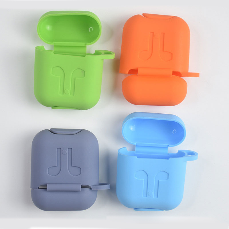 Factory Wholesale Wireless Earbuds Silicone Case with Carabiner for AirPods 1/2 Protective Cover