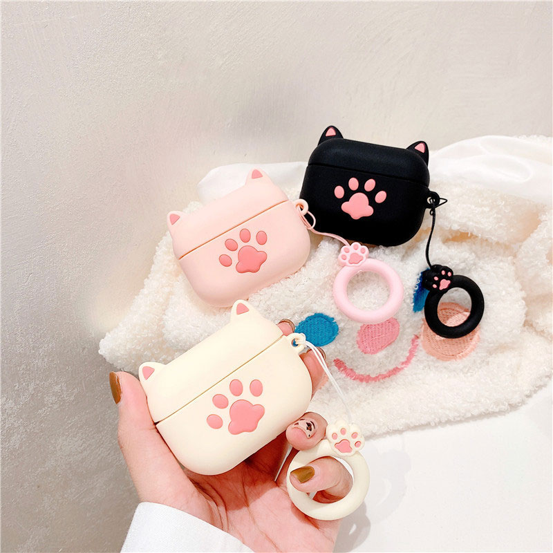 Cute Cat Paw Appearance Design AirPods Silicone Case for AirPods Pro 2/3 Generation Earphone Case Cover