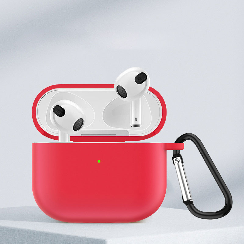 AirPods Silicone Case with Carabiner for New AirPods 3 third generation Bluetooth Earphones