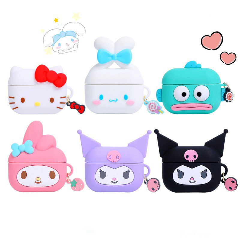 Hello Kitty Kuromi Big-Ear Dog Appearance Design Silicone Case for AirPods Pro 3