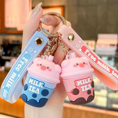 Factory Wholesale Boba Keychain - Creative Cartoon Cute pig 3D Doll Figurine - car bag pendant small gift