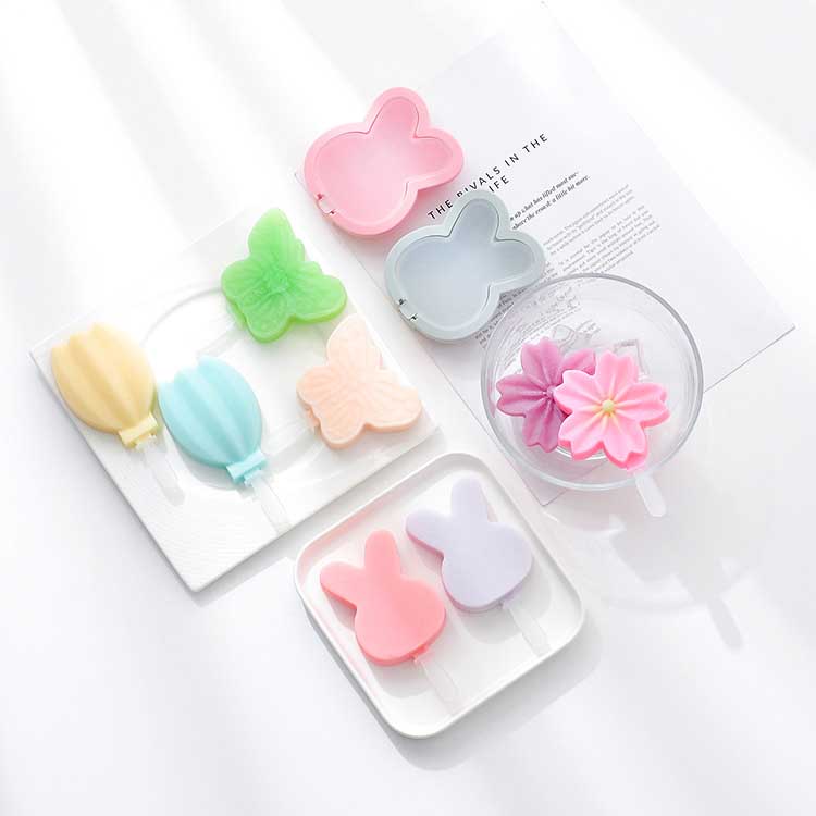 Wholesale In-Stock Cute Cherry Blossom/Banana/Butterfly/Rabbit Silicone Popsicle Molds - Create Adorable Frozen Treats