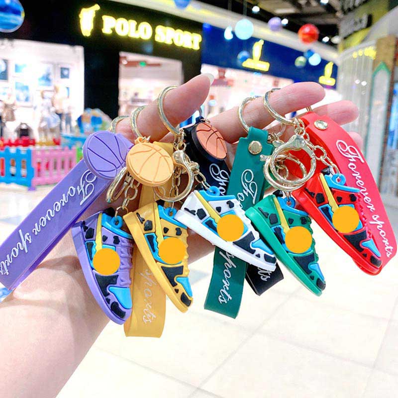 Unique 3D Sneaker Keychain with Lanyard - Cute AJ Sneaker Design Backpack Charm