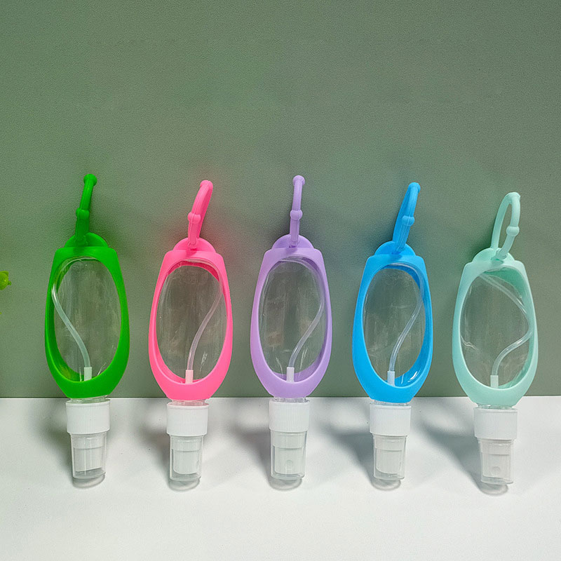 Wholesale Elliptical Portable Disinfectant Dispenser Bottle Silicone Sleeve