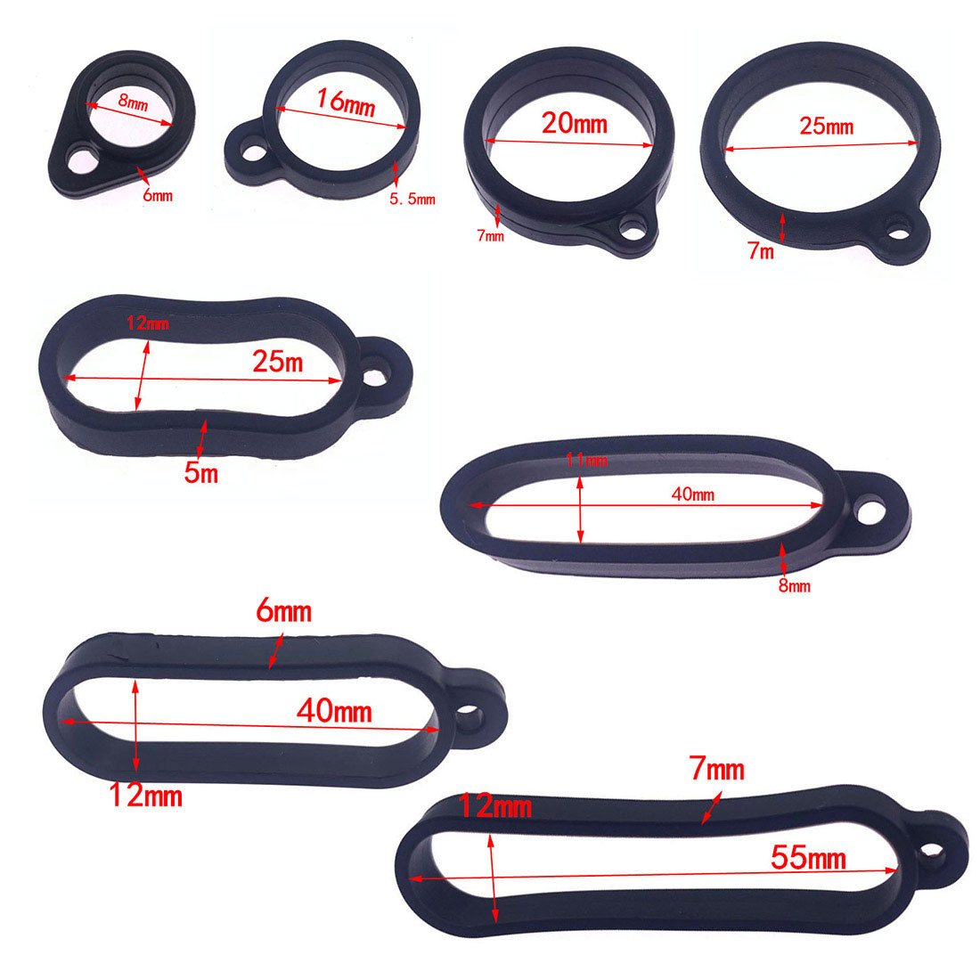 Inner diameter 8mm, 16mm, 20mm, 25mm, 40mm, 55mm, silicone hanging rings available in stock and wholesale.