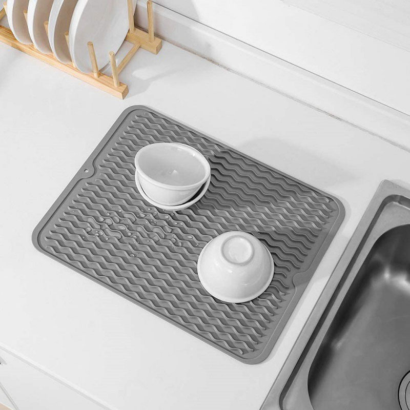 Water Ripple Heat Insulation Pad for Kitchen Tableware Drainage Silicone Mats Wholesale